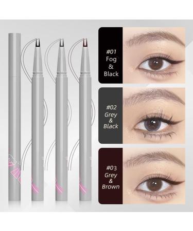 Double Tip Lower Eyelash Pencil 3D Waterproof 2 Tip Eyelash Pen Eye Liner Liquid Eyeliner Dual Pronged Bottom Eyelashes Pen Waterproof Liquid Eyeliner for Natural Eye Makeup (Fog Black) - Buy Online on GoSupps.com