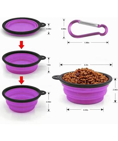 Coolon Collapsible Dog Bowl | Portable Dog & Cat Water Bowl | Foldable Medium 650ml with Carabiners - Purple - Buy Online on GoSupps.com