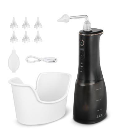 Water-Powered Ear Cleaner with 3 Adjustable Modes Rechargeable Electric Ear Wax Removal Kit Memory Function Detachable Rotating Nozzle Ear Cleaning Irrigation Kit for Adults and Kids (Black)