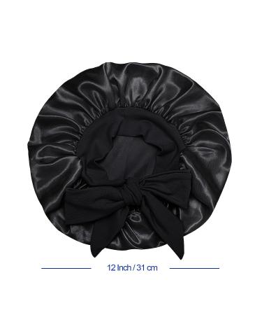 Satin Silk Kids Bonnet Cap 2pcs Set - Adjustable Straps for Comfortable Sleep - No Slip-Off Design - Black/RoseGold - Buy Online on GoSupps.com