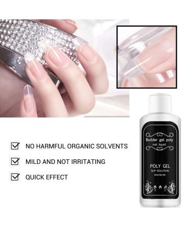 Suzo Slip Solution 45ml for Polygel Nail Extensions with Brush and Crystal Cup - Anti-Stick Nail Liquid for Poly Gel Builder DIY - Buy Online on GoSupps.com