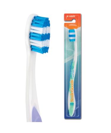 SmileGoods A424 Toothbrush 42 Tuft Extra Soft Bristle 72 Individually Packaged Premium Toothbrushes Assorted Colors Bulk Pack
