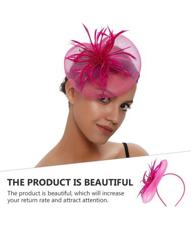 Elegant Rosy Fascinator Hat with Feather & Net | Derby Tea Party Headwear for Women & Girls - Perfect Wedding Accessory - Buy Online on GoSupps.com