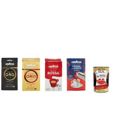 Lavazza Caffe' Qualita' Oro Oro D'altura Rossa and Classico Macinato Caf moulu Ground Coffee 4 x 250 g + Italian Gourmet Pulp 400 g