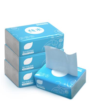 Facial Tissue, Facial Napkin, Disposable Facial Tissue, White Facial Paper Tissues, Car Tissue Refills, 4-Ply, 4 Packs, 400 Sheets per Pack, 1600 Sheets in Total