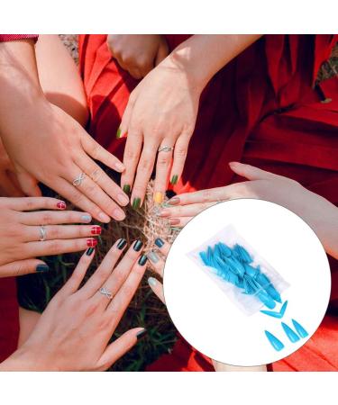 dijiusidy 1 Set Press on Nails Almond Fingernails Stick Solid Color Full Cover Art Decals Salon Supplies DIY Decorations No.9 blue - Buy Online on GoSupps.com