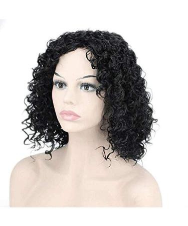 BGHJUE Short Curly Wig - Brazilian Lace Front Human Hair Wig with Baby Hair 35cm Black - International Shipping - Buy Online on GoSupps.com