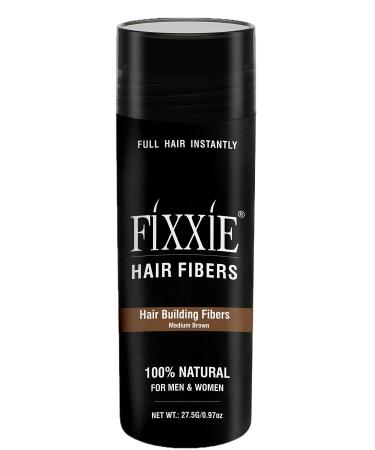 FIXXIE Hair Fibres MEDIUM BROWN for Thinning Hair 27.5g Bottle Hair Fibre Concealer for Hair Loss for Men and Women Naturally Thicker Looking Hair with Keratin Hair Fibers.