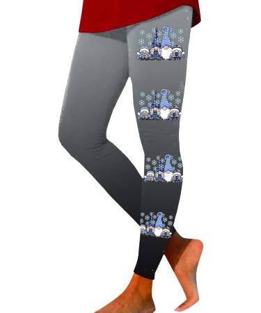 Winter Christmas Elf Print Leggings for Women - High Waist Sport Yoga Tights | Slim Fit Fitness Streetwear Pants - Dark Gray - Buy Online on GoSupps.com