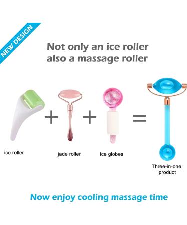 Cryo Ice Roller for Face & Eyes with Cooling Globes - Facial Massager for Puffiness & Migraine Relief - Skin Care Tool for Women and Men - Blue - Buy Online on GoSupps.com