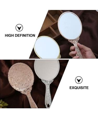 SOLUSTRE Handheld Oval Flower Vintage Makeup Mirror - Rose Gold - Buy Online on GoSupps.com