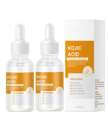 Kojic Acid Turmeric Oil - Dark Spot Remover for Face - Kojic Acid Serum - Turmeric Oil Dark Spot Corrector - Kojic Acid Remove Facial Melasma Acne - Anti Aging Face Serum Moisturzing(2pc)