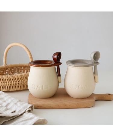 WALFREW Spice Jars Ceramic Salt Pavilion Salt Sugar Sugar Seasoning Container Condiment Organizer Spice Container Large Capacity (Salt) - Buy Online on GoSupps.com