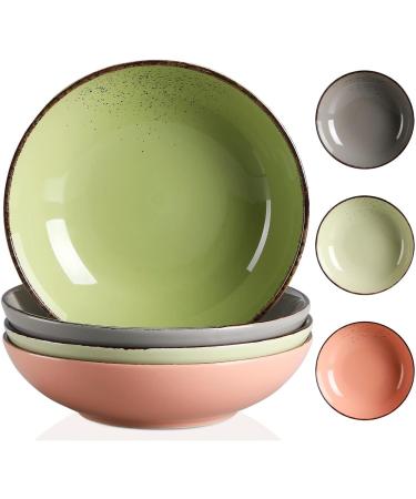 Dishes 4/8/12 Piece 4 Colors Vintage Stoneware Ceramic Soup Plate Set Snack Salad Fruit Deep Dish Set (Color : 4pcs) (12pcs) - Buy Online on GoSupps.com