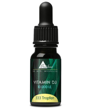 BIOTIKON Gouttes de vitamine D3 v g tarienne selon Dr. med. Michalzik - Sans additifs - Vitamine D3 - 10 000 UI - Gouttes de 10 ml