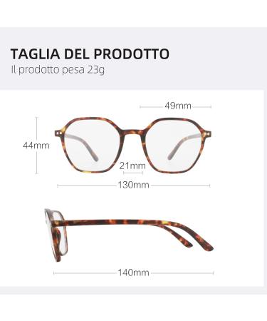 ZENOTTIC Blue Light Blocking Hexagonal Eyeglasses - Anti Blue Ray Computer Glasses for Men & Women - Stylish Tortoise Frames 2.5x - Buy Online on GoSupps.com