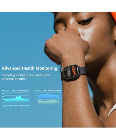 FITVII Fitness Tracker with Heart Rate and Blood Pressure Monitor - IP68 Waterproof Smart Watch with 1.7'' Color Screen - Activity Tracker for Women Men - Sleep Monitor, Calories Counter, Pedometer - Black - Buy Online on GoSupps.com