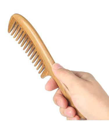 OneDor Handmade 100% Natural Green Sandalwood Wide Tooth Hair Comb - Anti-Static Wooden Detangler with Sandalwood Scent - Buy Online on GoSupps.com
