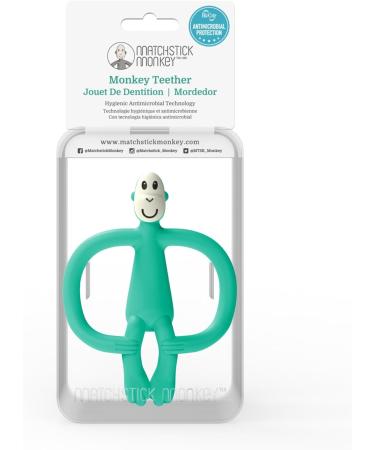 Matchstick Monkey Antimicrobial Silicone Teether & Gel Applicator - BPA Free, Easy-to-Grip, Green Monkey Design - 11cm, 3 Months+ | Shop Now! - Buy Online on GoSupps.com