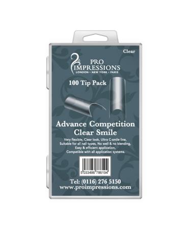 Pro Impressions 100-Piece Advance Competition Clear Smile Nail Tips Set