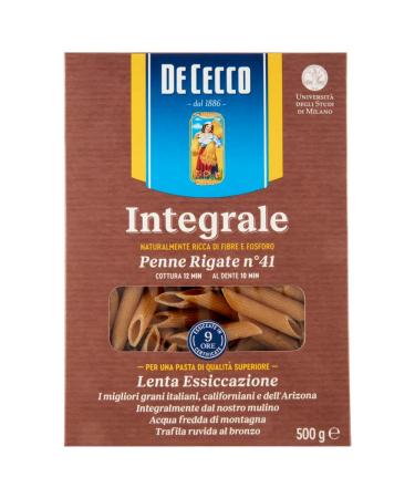 Italian Gourmet E.R. Pack of 10 De Cecco Penne Rigate Integrale No. 41 pasta - Italian pasta 500g + Polpa Italian Gourmet 400g