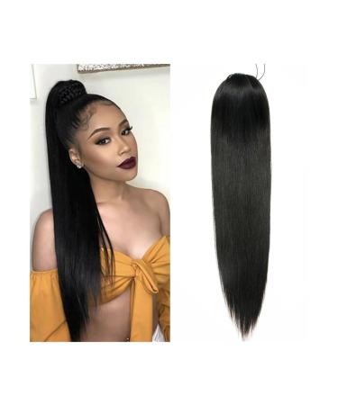 Ponytail Extension Drawstring Ponytail Extensions Straight Human Hair Extensions Brazilian Remy Hair Straight Ponytail Clip In Ponytail Hairpieces for Women Ponytail Hair Extension(Size:18Inch 150g) 18Inch 150g Straight Hair