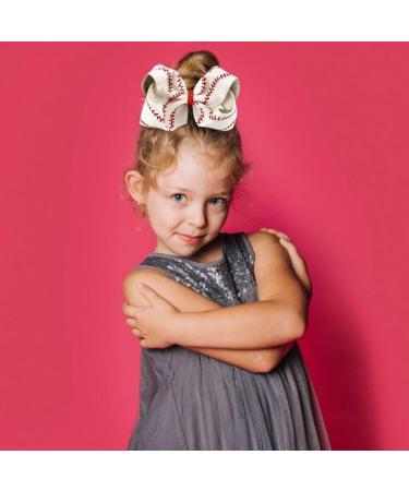 Bow Hairpin Large Leather Baseball Bow Hairpin Softball Bow Hairgrips Hair Accessories Hair Clip for Kids Girls White - Buy Online on GoSupps.com