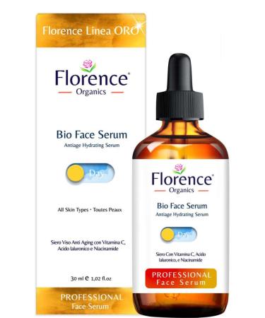 Organic Face Serum - Anti-Aging Hydration with Vitamin C & Hyaluronic Acid | Florence Organics - 30 ml - Buy Online on GoSupps.com