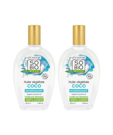 So'Bio tic SO'BiO tic | Organic Coconut Oil | Nourishes Protects | Skin & Hair | 100% Natural Origin | Organic & Vegan | Made in France | 2 x 50 ml