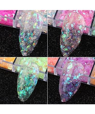 Mermaid Flake Nail Glitter Sequins CHANGAR Iridescent Ice Slag Nail Glitter Colorful Fluorescent Glass Paper Nail Sticker Holographic Nail Glitter for Make Up DIY Nail Decoration - Buy Online on GoSupps.com