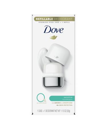 Dove Refillable Deodorant Starter Kit Deodorant For Women Sensitive 0% Aluminum 1.13 oz