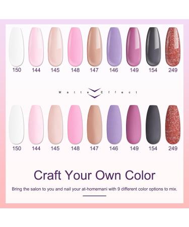 Lavender Violets 13 Pcs Gel Nail Polishes Set 9+3 Nude pink purple Nail Art Design UV LED Soak Off With Base Coat Matte n No Wipe Top Coat Nail File Starter Kit F687 D142 - Buy Online on GoSupps.com