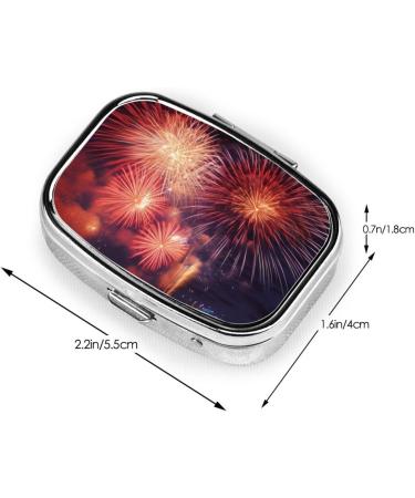 Fireworks Sky Printed Square Pill Box | Portable Medicine Organizer for Travel | International Shipping - Buy Online on GoSupps.com