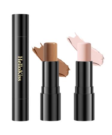 SOYUB Contour Beauty Stick  2Pcs Highlighter & Bronzer Wand  Face Luminizers & Shade Cream Contour  Long Lasting Smooth Natural Matte Makeup  Cruelty Free  Universal Skin Highlighter Makeup Stick  Peachy & Hazelnut 01