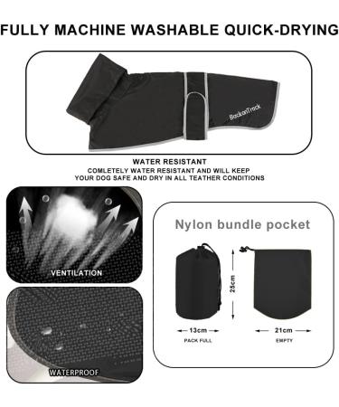 Waterproof Greyhound & Whippet Rain Coat | Lightweight Summer & Winter Dog Coats for Medium & Large Dogs | XXL Black - Buy Online on GoSupps.com