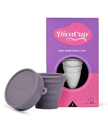 DivaCup - Menstrual Cup - Feminine Hygiene - Leak-Free - BPA Free - Model 1 with Shaker Cup