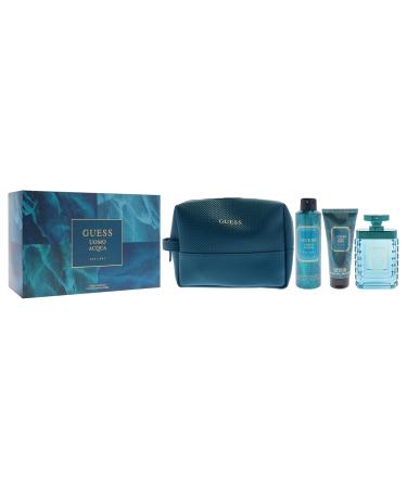 Guess Uomo Acqua for Men - 4 Pc Gift Set 3.4oz EDT Spray 6oz Deodorizing Body Spray 3.4oz Shower Gel Pouch - Buy Online on GoSupps.com
