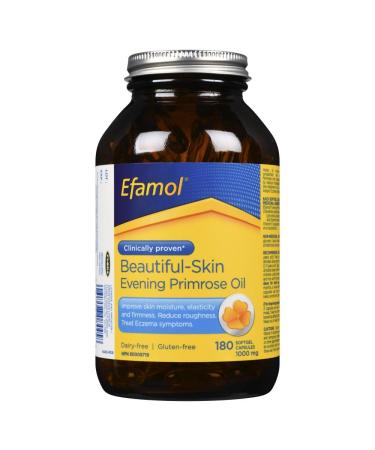 Efamol - Beautiful-Skin Evening Primrose Oil clinically proven to improve skin moisture elasticity and firmness wrinkles and dull skin naturally rich in GLA -1000 mg 180 Softgel Capsules