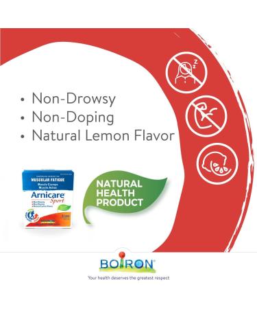 Boiron Arnicare Sport 33 Chewable Tablets Relieves Muscular Soreness Cramps and Fatigue Following a Physical Workout or Overexertion Natural Health Product Lemon Flavor - Buy Online on GoSupps.com