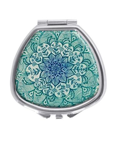 Pill Box Green Mandala Pill Case for Purse Pocket Pill Organizer Decorative Boxes Silver Single Compartment Travel Medicine Tablet Holder Wallet