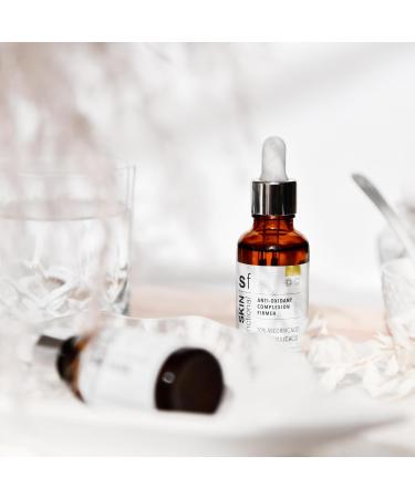 Skin Functional Anhydrous Vitamin C Serum 10% Ascorbic Acid + 3% Ferulic Acid Anti-Ageing Antioxidant & Anti-Pigmentation Powerful Skin Brightening 30 ml - Buy Online on GoSupps.com