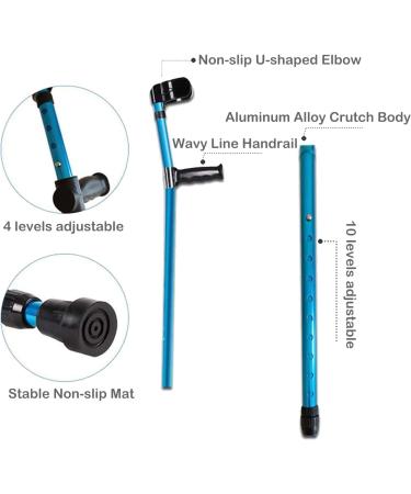 Ergonomic Forearm Crutches Height Adjustable Aluminum Crutches Blue Elbow Crutches Folding Walking Sticks Made in China Smooth Sailing - Buy Online on GoSupps.com