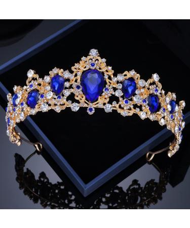 Kamirola - Baroque Vintage Rhinestone Crystal Crown - Tiaras and Crown for Women - Princess Rhinestone Crown for Christmas/Wedding/Prom/Pageant/Costume Birthday Party/Photography(Blue)   Blue05