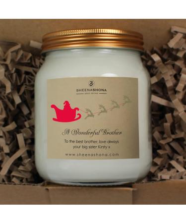 Christmas Personalised Brother SOYA Wax Large Honey Jar Candle (Spiced Cinnamon & Apple) - Buy Online on GoSupps.com