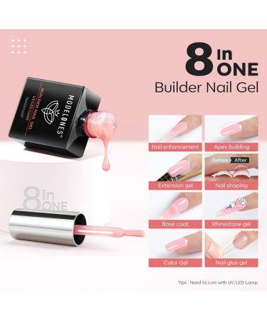 Modelones Pink Builder Gel - 15ML Bottle for Nail Extension and Strengthening - Buy Online on GoSupps.com