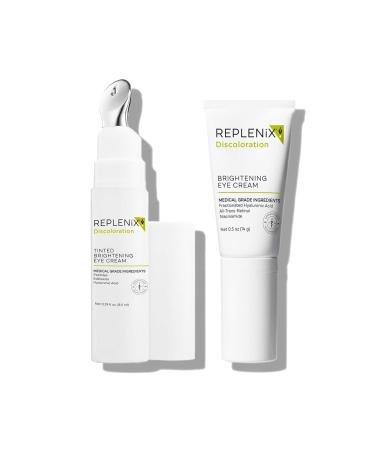 Replenix Eye Brightening Treatment Skin Care Bundle Medical-Grade Set Includes Tinted Brightening Eye Cream (8.5 ml) & Brightening Eye Cream (0.5 oz)
