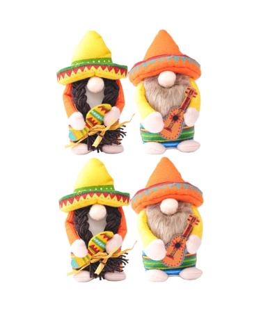 HOMSFOU 4 Pcs 1 Set Hawaiian Doll Summer Beach Party Decoration Nativity Ornaments for Kids Santa Ornament Plush Santa Gnome Cinco De Mayo Party Decorations Cloth Mexico Child Desktop Yellowx2pcs 20x13x9cmx2pcs