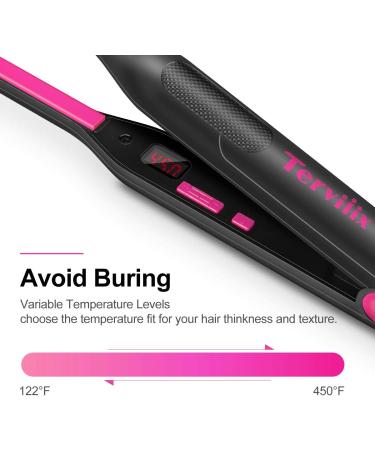 Terviiix Pencil Flat Iron - Mini Hair Straightener for Short Hair, Beard, Pixie Cut - Ceramic Tourmaline, Dual Voltage, Adjustable Temperature - Pink - Buy Online on GoSupps.com