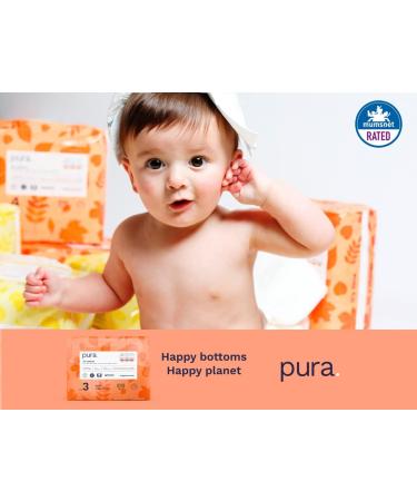 Pura Eco-Diapers Size 3 (MIDI 4-9 kg) - 198 Odorless Organic Cotton Diapers EU Ecolabel Certified Monthly Box for Sensitive Skin 12-Hour Protection - Buy Online on GoSupps.com