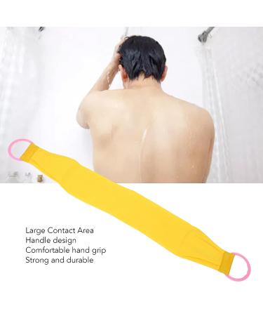 Double Sided Exfoliating Back Scrubber with Coarse Sand | Handle for Body Washing Shower - Yellow - Buy Online on GoSupps.com